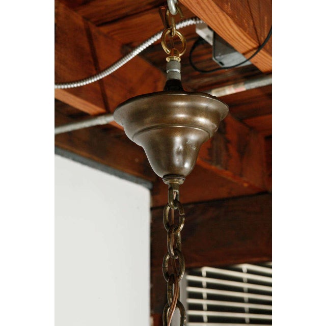 1930s Cast Brass Chandelier Fixture With Cherub For Sale - Image 9 of 10