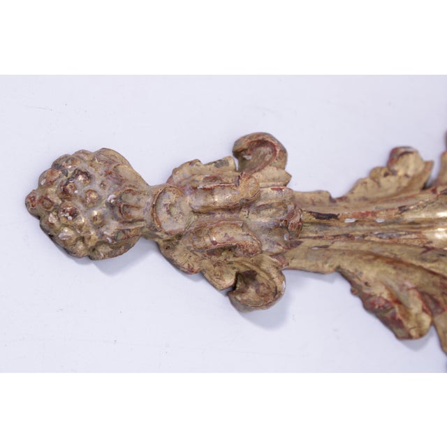 Wood Pair Italian Gilt Wood Gold Finish Wall Bracket Shelves For Sale - Image 7 of 12