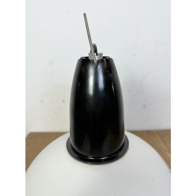 Soviet Industrial White Enamel Pendant Lamp, 1960s For Sale - Image 12 of 17