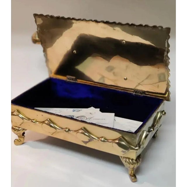 Art Deco Vintage Large Brass Hinged Violin Storage Box For Sale - Image 3 of 12