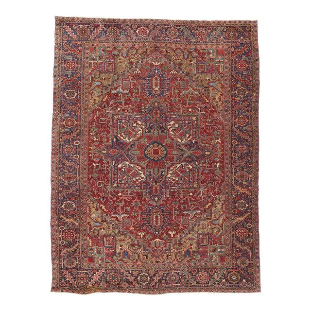 Mid 20th Century Vintage Persian Heriz Rug, 09'01 X 11'11 For Sale