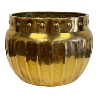 Oversized Vintage Brass Planter Bowl For Sale