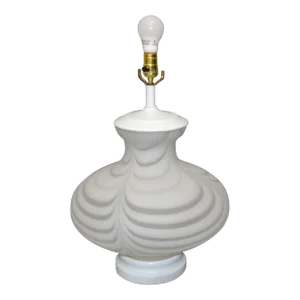 Mazzega Murano Style Table Lamp Swirled Mottled White Murano Glass 1970 Italy
