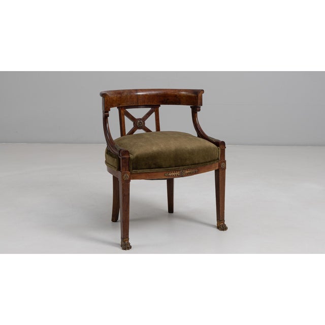 Wood 19th Century French Empire Style Tub Chair In Original Patina For Sale - Image 7 of 18