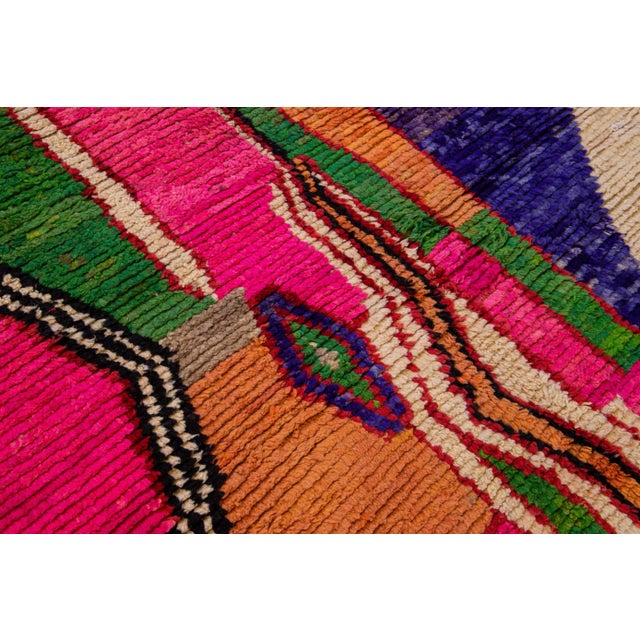Vintage Berber Beni Ourain Moroccan Multicolor Abstract Design Wool Rug For Sale In New York - Image 6 of 10
