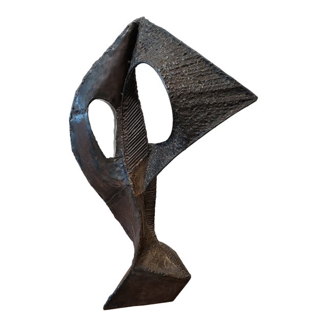 Monumental 27" Mid-Century Brutalist Steel Sculpture by Enrique Miralda For Sale