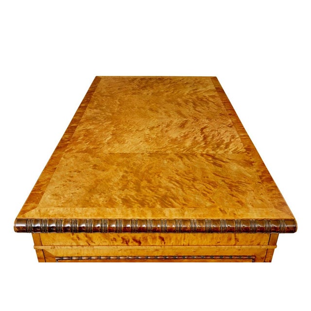 Brown Art Deco Scandinavian Pedestal Desk in Birch, 1930 For Sale - Image 8 of 13