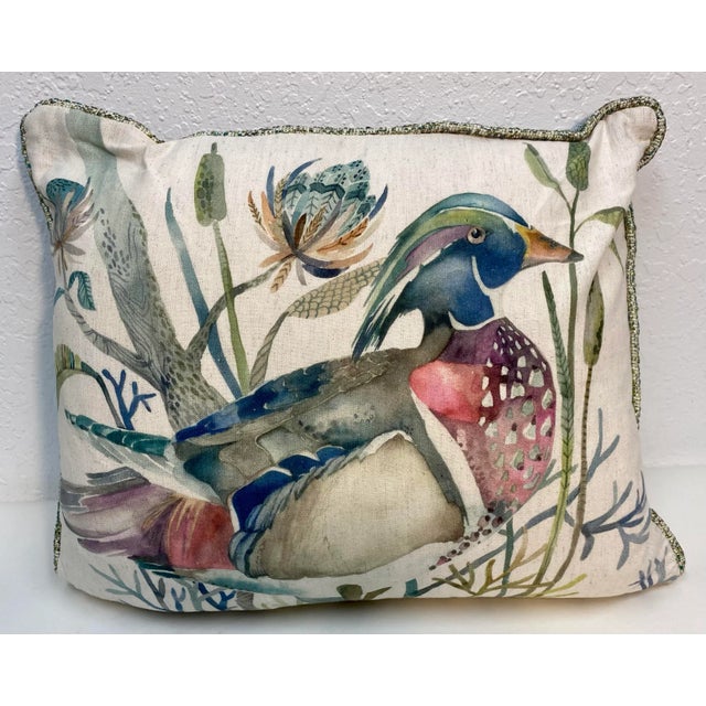 Pair of Bolster Pillows With a Colorful Duck Print - Made in U K For Sale - Image 4 of 10