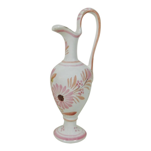 1950s Pink Quimper Ewer Pitcher For Sale