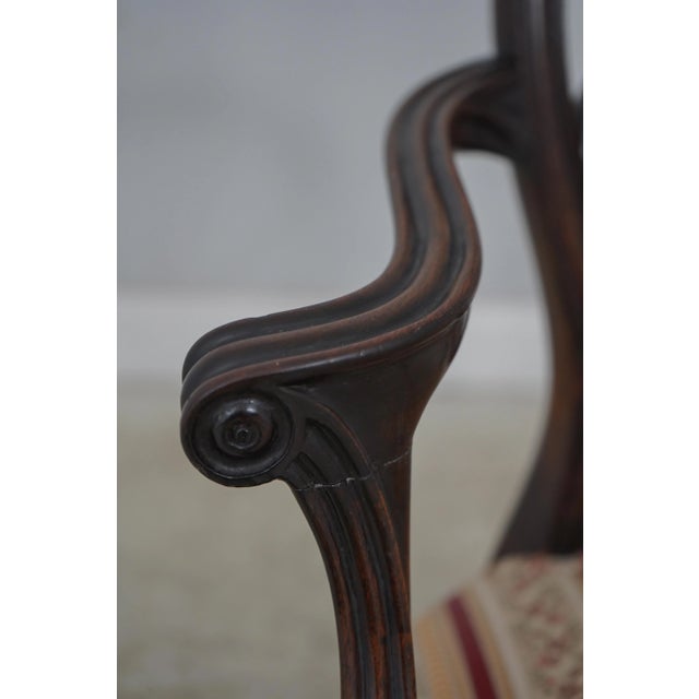 Brown Antique Adam Style Solid Mahogany Armchair For Sale - Image 8 of 13