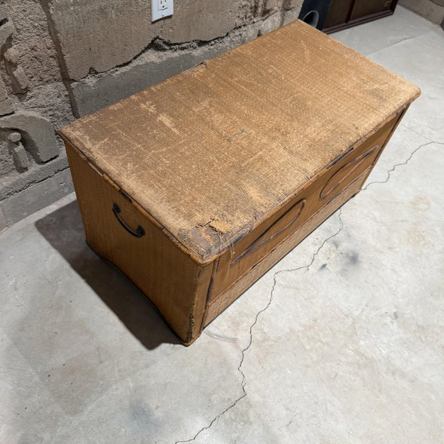 Vintage Woven Rattan or Wicker Storage Trunk Blanket Chest Mid Century For Sale - Image 10 of 15