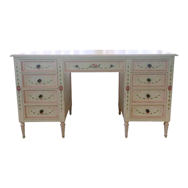 Julia Gray Hand Painted Desk For Sale