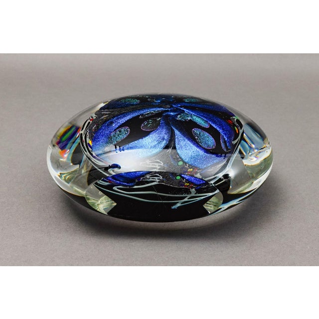 Rollin Karg 2001 Vintage Dichroic Hand Blown Art Glass Disc Sculpture For Sale - Image 4 of 10