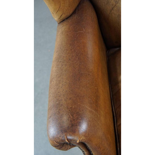 Animal Skin Wing Chair in Sheep Leather For Sale - Image 7 of 15