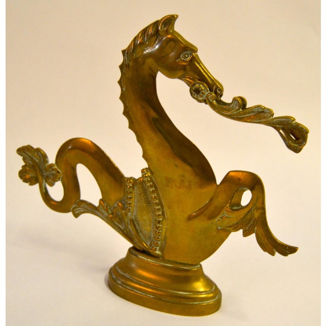 Metal 1950 Venetian Brass Gondola Mythical Seahorse Animal Sculpture Figurine Oar Lock For Sale - Image 7 of 15