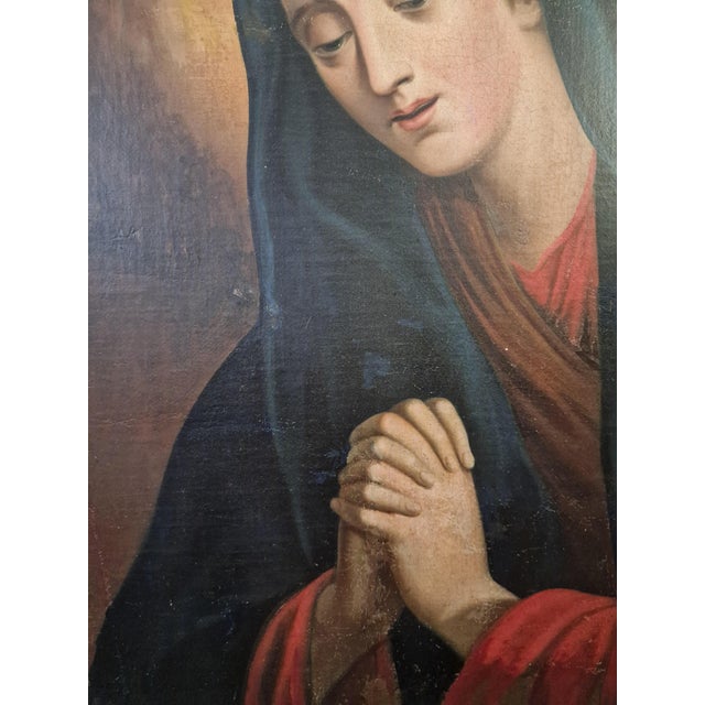 Italian School, Unknown, Madonna in Prayer, Late 18th Century, Oil on Canvas and Wood, Framed For Sale - Image 6 of 12