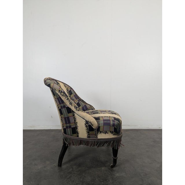 Napoleon III Lounge Chair in Fabric For Sale - Image 4 of 7