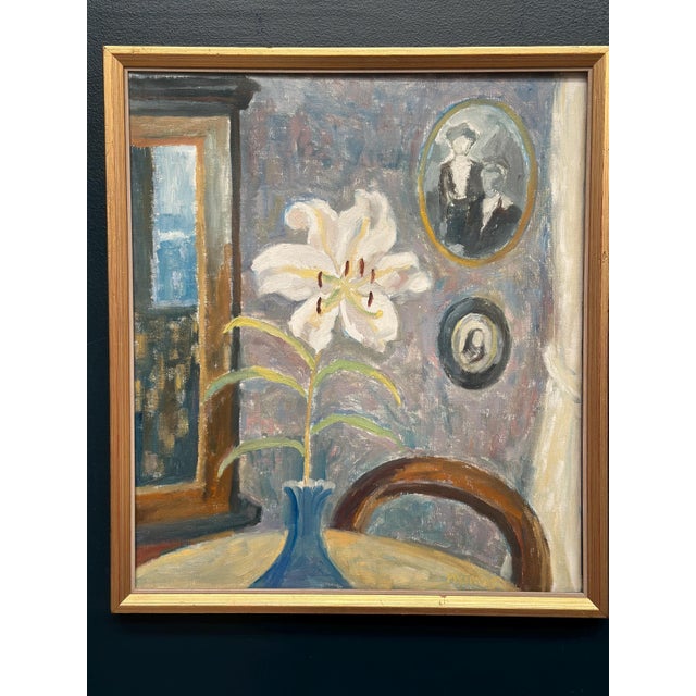 May Nicklasson, The White Lily, 1950s, Oil Painting on Panel, Framed For Sale - Image 8 of 12
