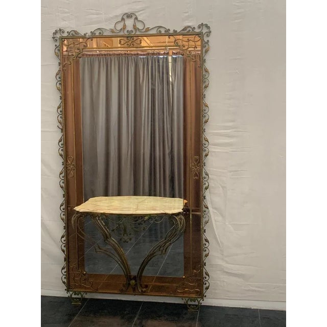 Wrought Iron Console Table with Mirrored Back by Pierluigi Colli, 1950s, in None conditions. Designed 1950 to 1959