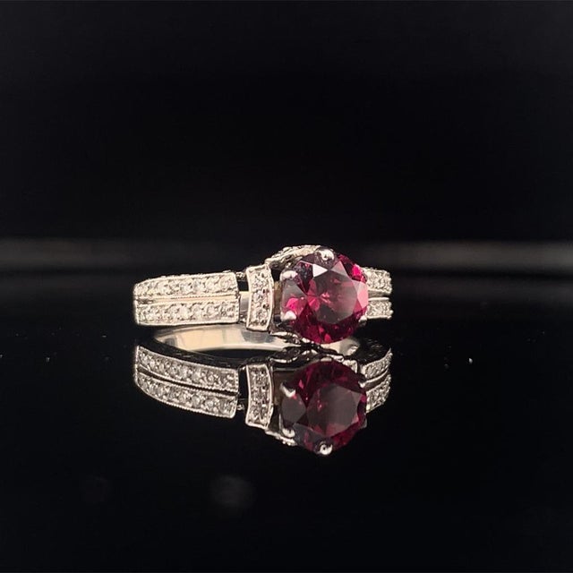 Natural Finely Faceted Quality Diamond Tourmaline Rubellite Ring 4.5 14k Gold 1.38 TCW Women Certified $1,950 910744 This...