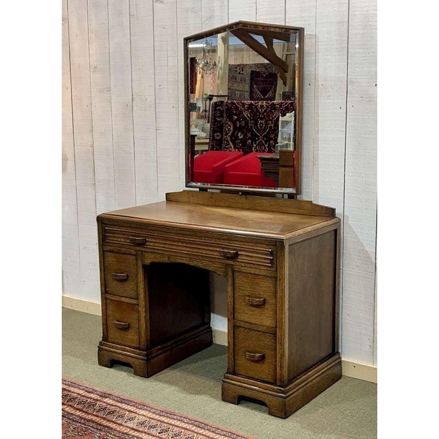 English Art Deco Dressing Table in Oak For Sale - Image 17 of 18