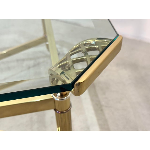 Mid-Century Modern Vintage Brass and Glass Coffee Table, 1980s For Sale - Image 3 of 12