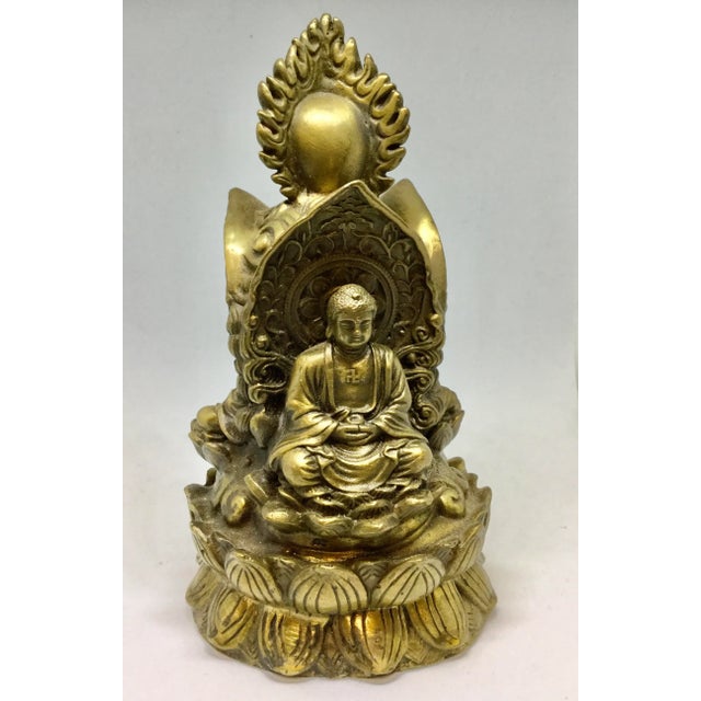 1920s Antique Brass/Bronze Tibet Lotus Jizo Kwan-Yim Buddha For Sale - Image 5 of 13