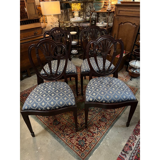 Early 20th Century Dining Chairs Federal Revival Carved Mahogany Shield-Back - Set of 4 For Sale - Image 9 of 12