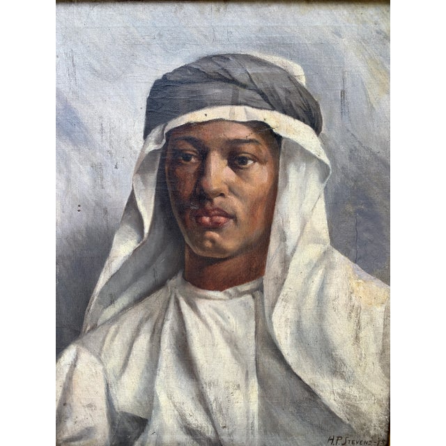 English An Antique Portrait of a Young Sheikh, Signed h.p. Stevens, 1898 For Sale - Image 3 of 13