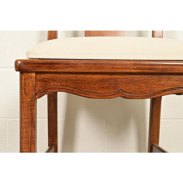 Brown Thomasville Mid-Century Hollywood Regency Chinoiserie Carved Walnut Side Chairs or Dining Chairs, Pair For Sale - Image 8 of 14