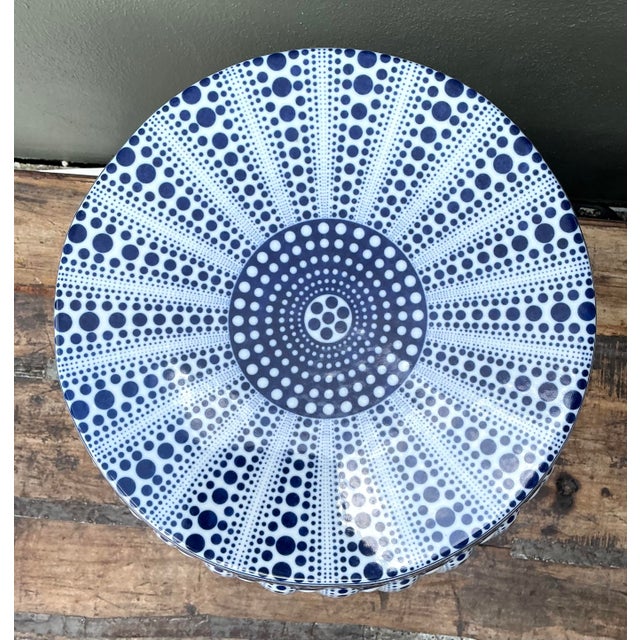 Ceramic Vintage Polka Dot Glazed Ceramic Low Stool For Sale - Image 7 of 12