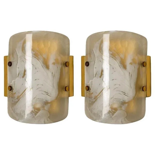 Glass and Brass Wall Sconces from Kalmar, 1960s, Set of 2 For Sale - Image 10 of 10