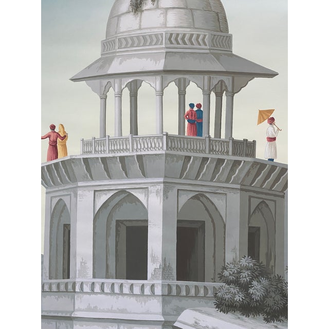 Early View of India Panoramic Hand Painted Wallpaper on Scenic Paper Murals For Sale - Image 4 of 12
