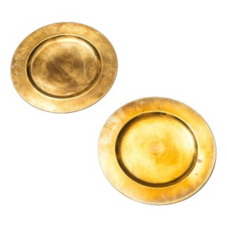 Danish Brass Coaster Dining Plates from Stelton, Set of 14 For Sale