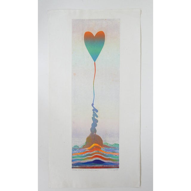 Mid-Century Modern 1986 Heart on a String Walter Crump Signed Print For Sale - Image 3 of 3