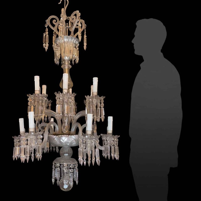 19th Century Bohemian Twelve-Light Crystal Chandelier, Italy For Sale - Image 8 of 18