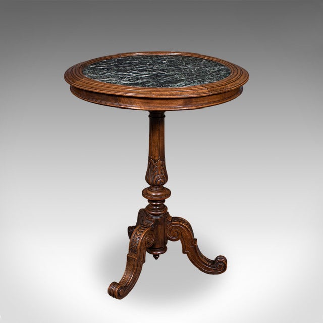 Late 19th Century Antique Decanter Table, English, Walnut, Marble, Wine, Cocktail, High Victorian For Sale - Image 5 of 12