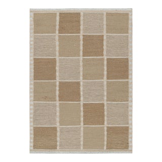 Rug & Kilim’s Scandinavian Style Rug in Beige-Brown & Cream Geometric Patterns - 3x10 For Sale