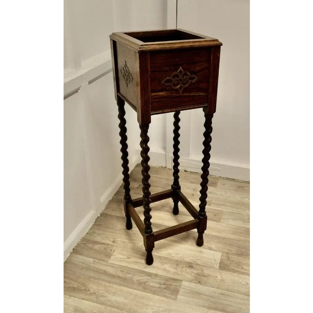 Wood Oak Barley Twist Planter, 1890s For Sale - Image 7 of 7