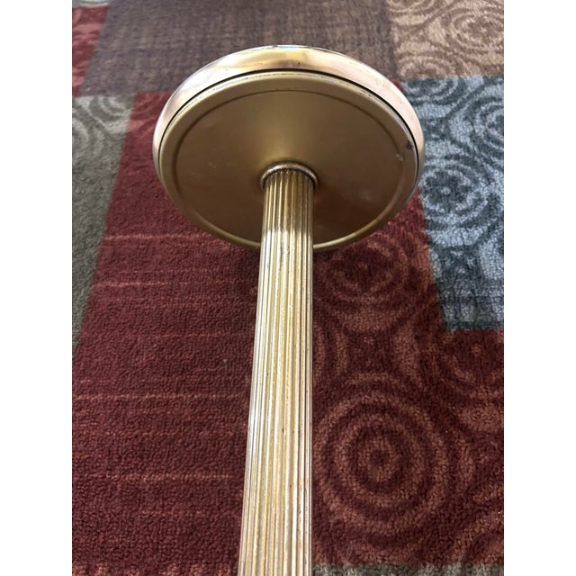 1980’s, Vintage, Polished Brass, Display/Pedestal Stand, Fluted Columns and a Stepped-Circular Base, Weighted, 28” Tall For Sale - Image 9 of 12