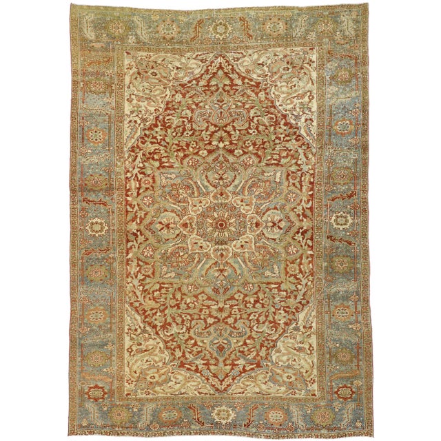 Antique Persian Heriz Style Rug -07′07 × 10′10 For Sale - Image 10 of 10
