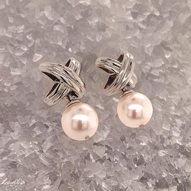Akoya Pearl Dangle Earrings 14k Gold Certified For Sale - Image 10 of 12