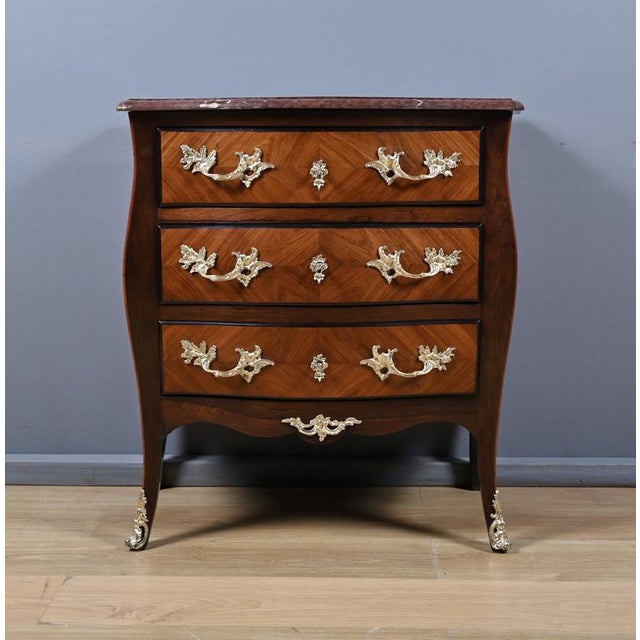 Wood Small Marquetry Commode, 1850s For Sale - Image 7 of 18