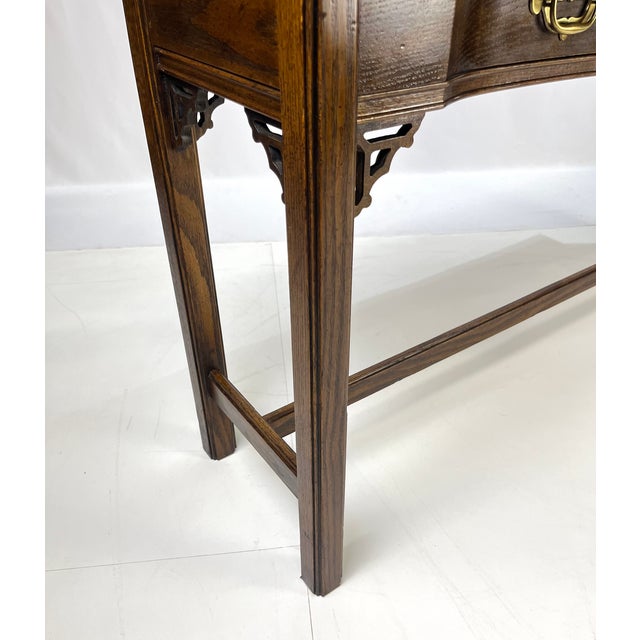 Brown Late 20th Century Traditional Walnut & Burl Wood Serpentine Console Table For Sale - Image 8 of 15