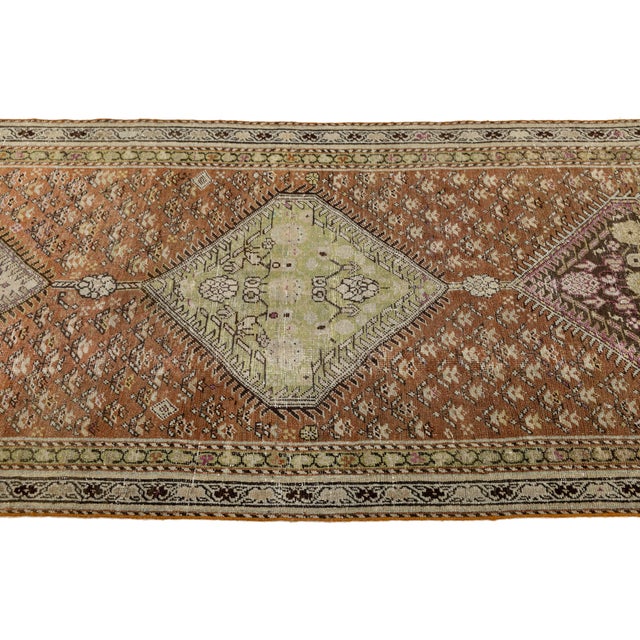 1920s Antique Malayer Runner Rug With Terracotta Field and Geometric Medallions For Sale - Image 5 of 9