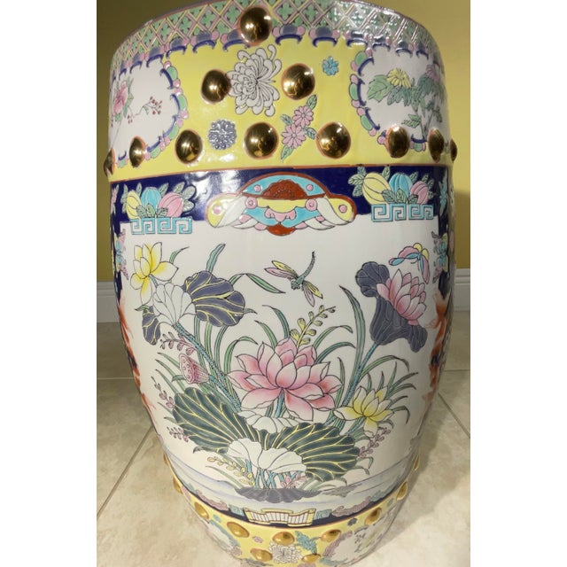 Exquisite Vintage Chinese Famille Rose Porcelain Garden Seat With Dragon Motif For Sale - Image 12 of 12