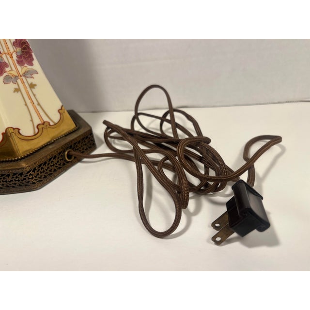 Ceramic Circa 1905-1910 Antique Pickard Hand-Painted Porcelain Table Lamp by Max Klipphahn For Sale - Image 7 of 12