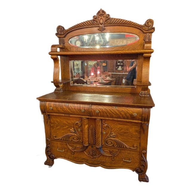 American Quarter Sawn Oak Sideboard For Sale