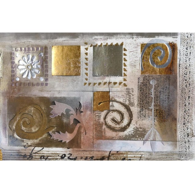 Paper 1990s Douglas Rosetta Stone I Large Original Print Lavender With Gold and Silver Leaf For Sale - Image 7 of 10