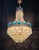Metal Vintage Brass Aqua Blue Crystal Chandelier For Sale - Image 7 of 12